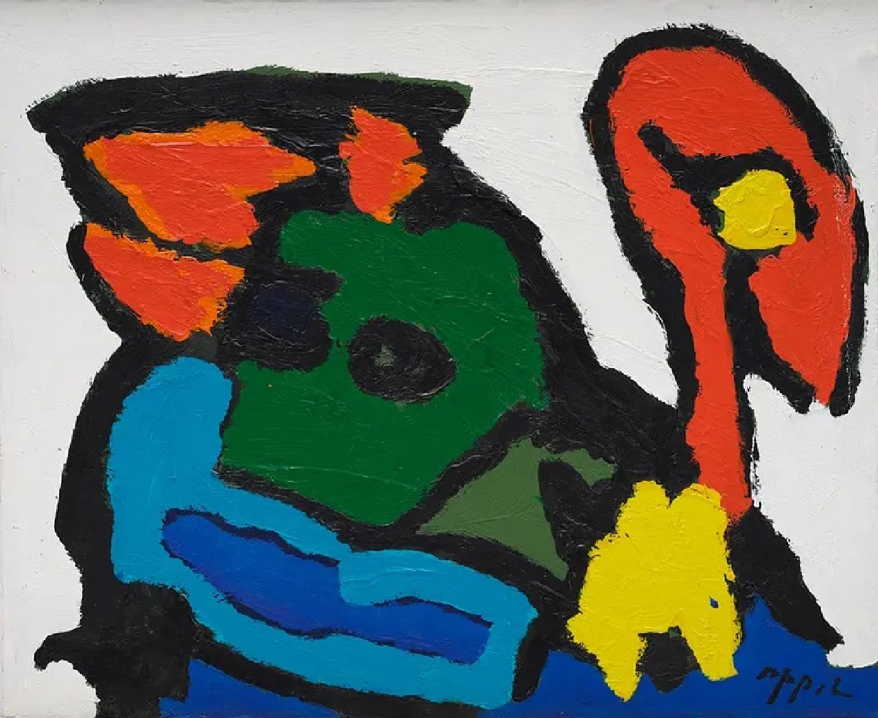 Appel C.K. | Christiaan 'Karel' Appel | Schilderijen te koop aangeboden | Zonder titel, acryl op papier op doek 69,0 x 85,0 cm, gesigneerd rechtsonder Appel C.K. | Christiaan 'Karel' Appel | Schilderijen te koop aangeboden | Zonder titel, acryl op papier op doek 69,0 x 85,0 cm, gesigneerd rechtsonder