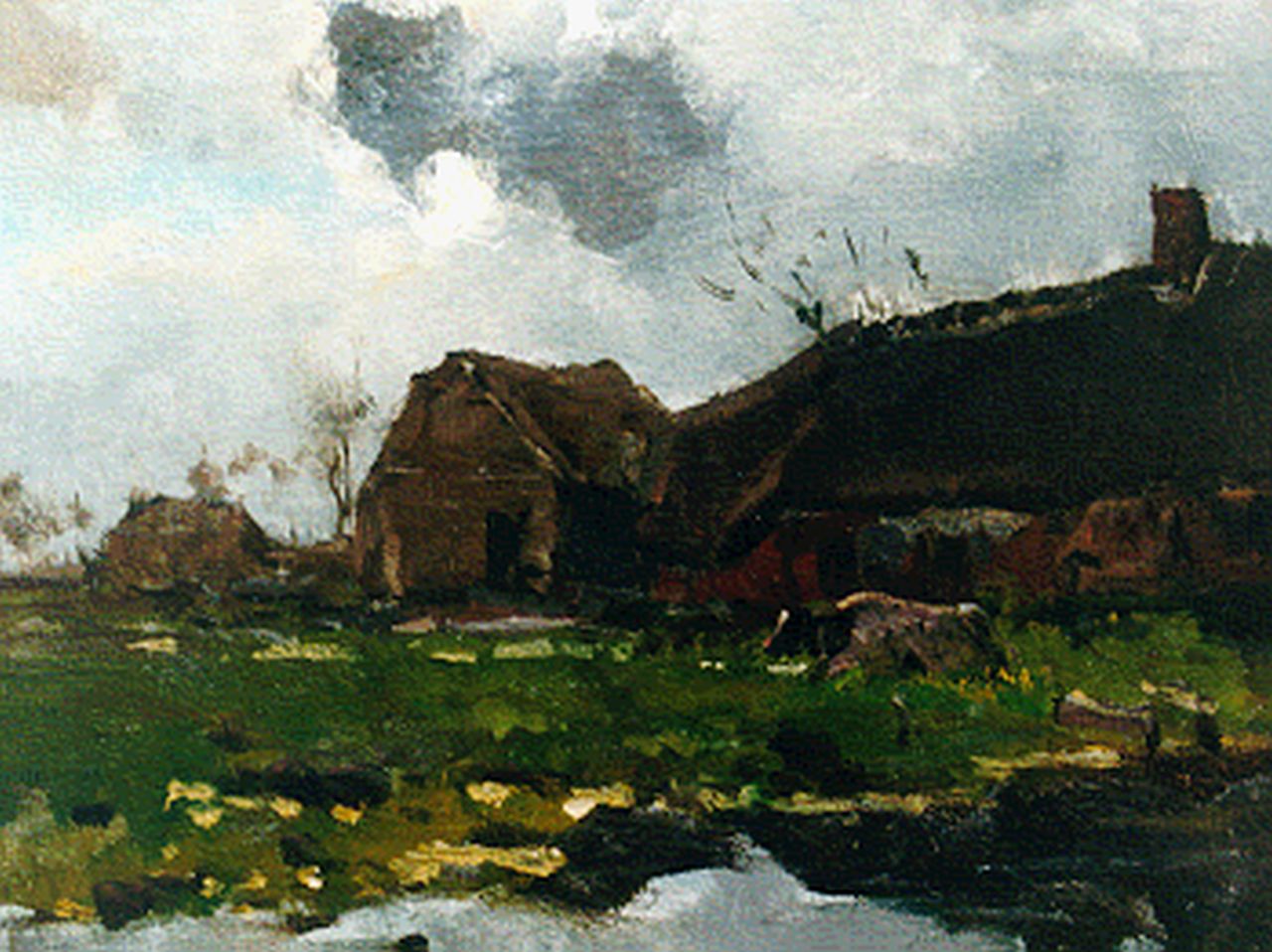 Verster van Wulverhorst (Floris Verster) F.H.  | Floris Hendrik Verster van Wulverhorst (Floris Verster), De boerderij, olieverf op doek 29,9 x 41,2 cm