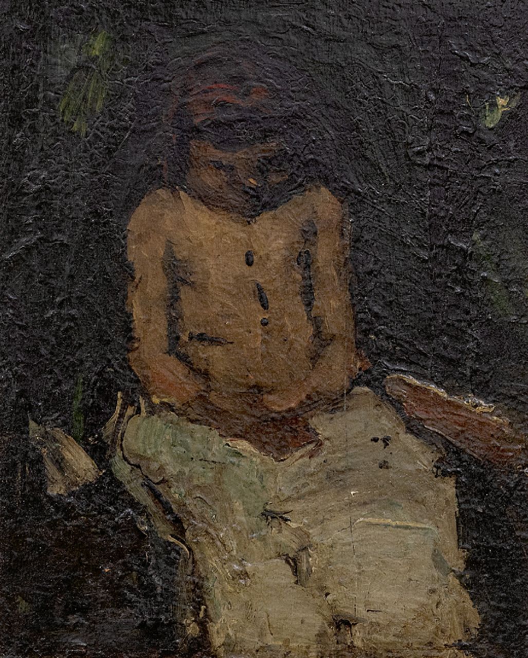 Robertson S.  | Susanne 'Suze' Robertson, Zittend meisje, olieverf op paneel 27,0 x 21,4 cm