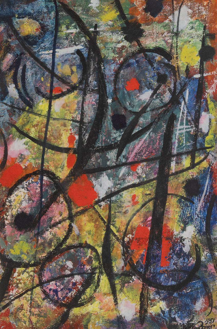 Boers W.H.F.  | 'Willy' Herman Friederich Boers | Aquarellen en tekeningen te koop aangeboden | Zonder titel, gouache op papier 54,0 x 36,5 cm, gesigneerd rechtsonder en gedateerd 1951