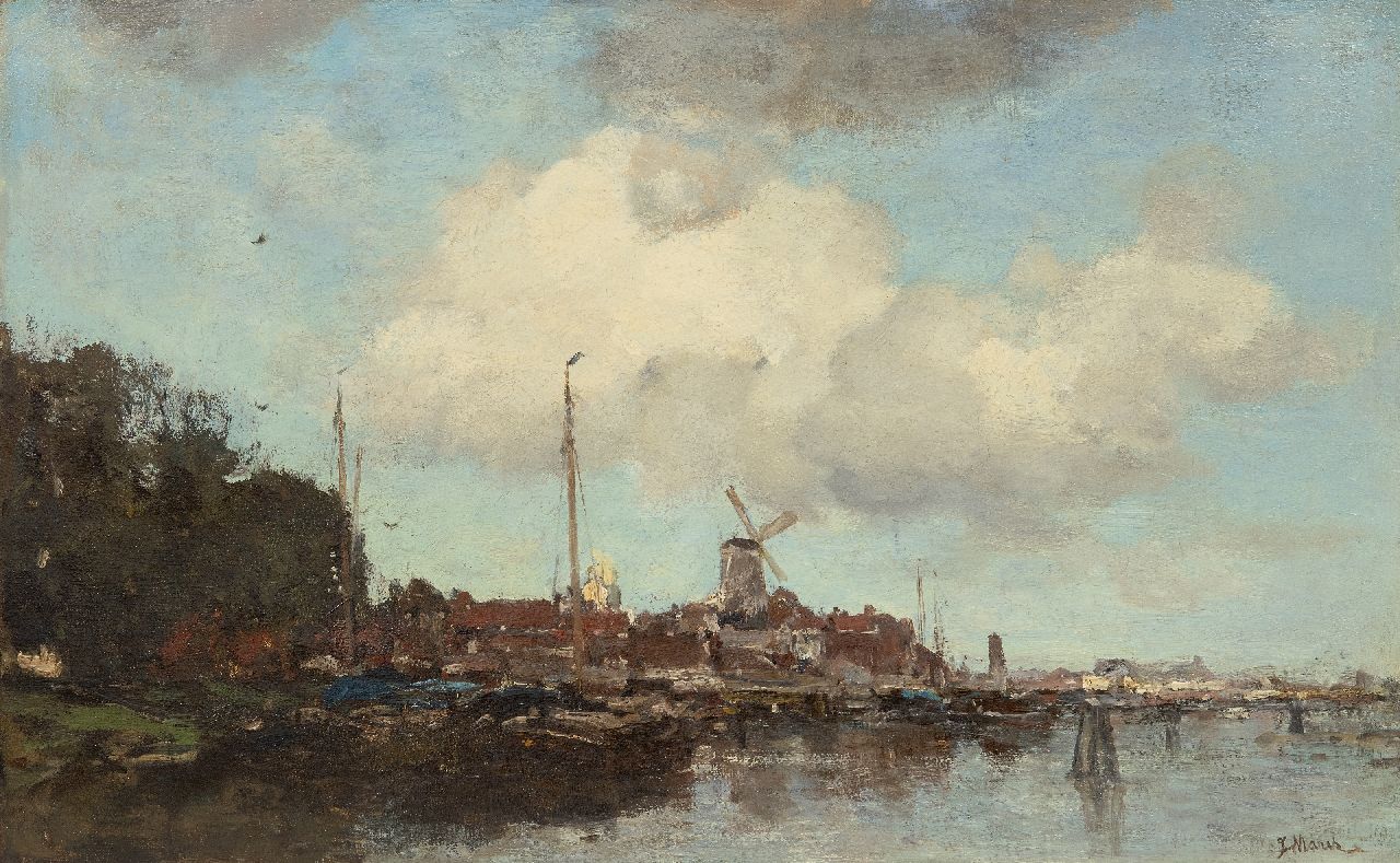 Maris J.H.  | Jacobus Hendricus 'Jacob' Maris | Schilderijen te koop aangeboden | Stad aan het water, olieverf op doek 47,1 x 75,6 cm, gesigneerd rechtsonder en te dateren ca. 1875