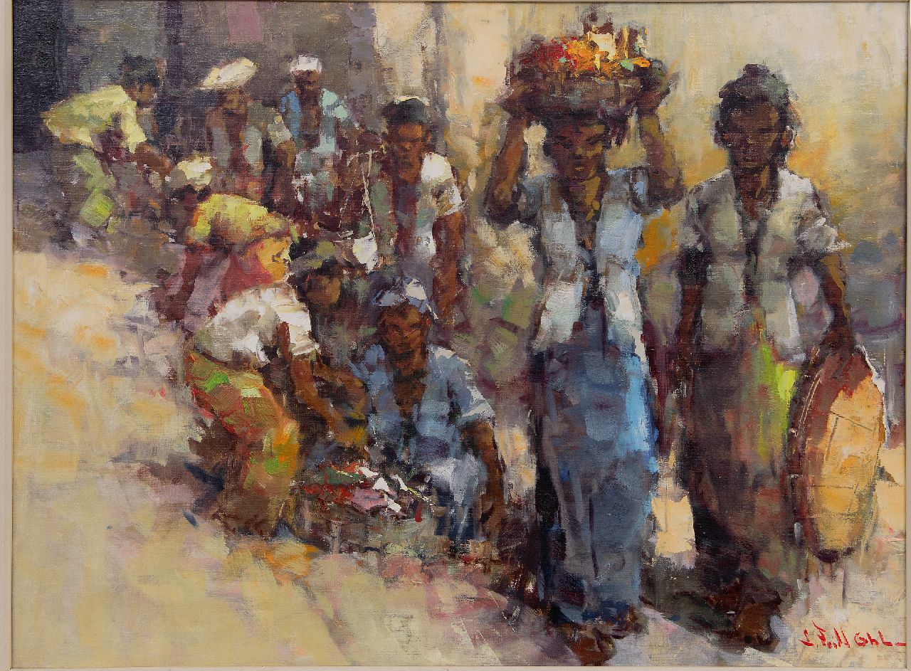 Ohl L.F.  | Lucien 'Frits' Ohl | Schilderijen te koop aangeboden | Elegante vrouwen, olieverf op doek 60,0 x 80,5 cm, gesigneerd rechtsonder