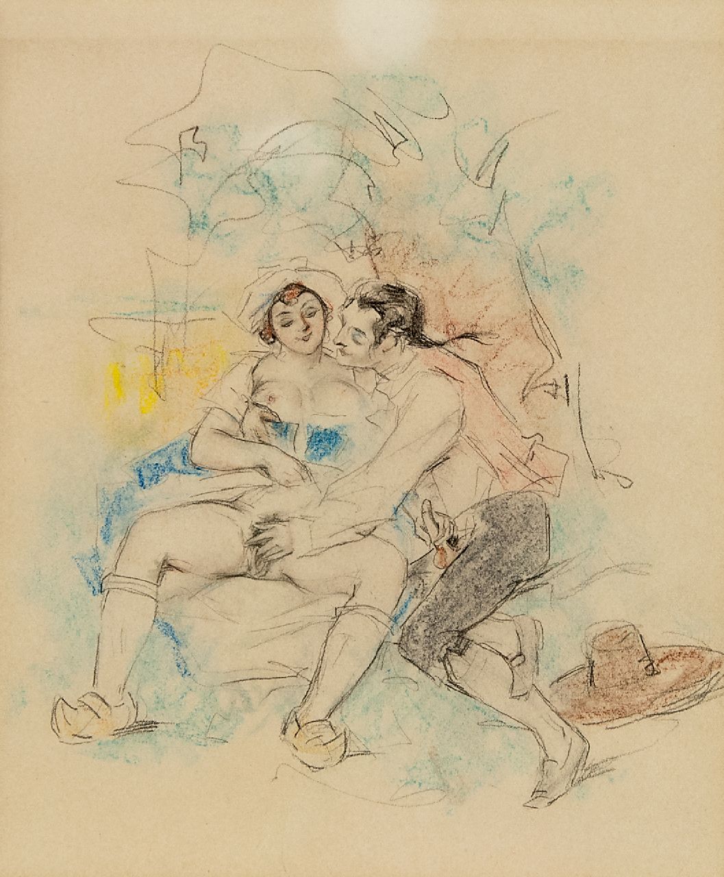 Poulton T.L. | Thomas Leycester 'Tom' Poulton, Idylle, kleurpotlood op papier 21,5 x 18,0 cm Poulton T.L. | Thomas Leycester 'Tom' Poulton, Idylle, kleurpotlood op papier 21,5 x 18,0 cm