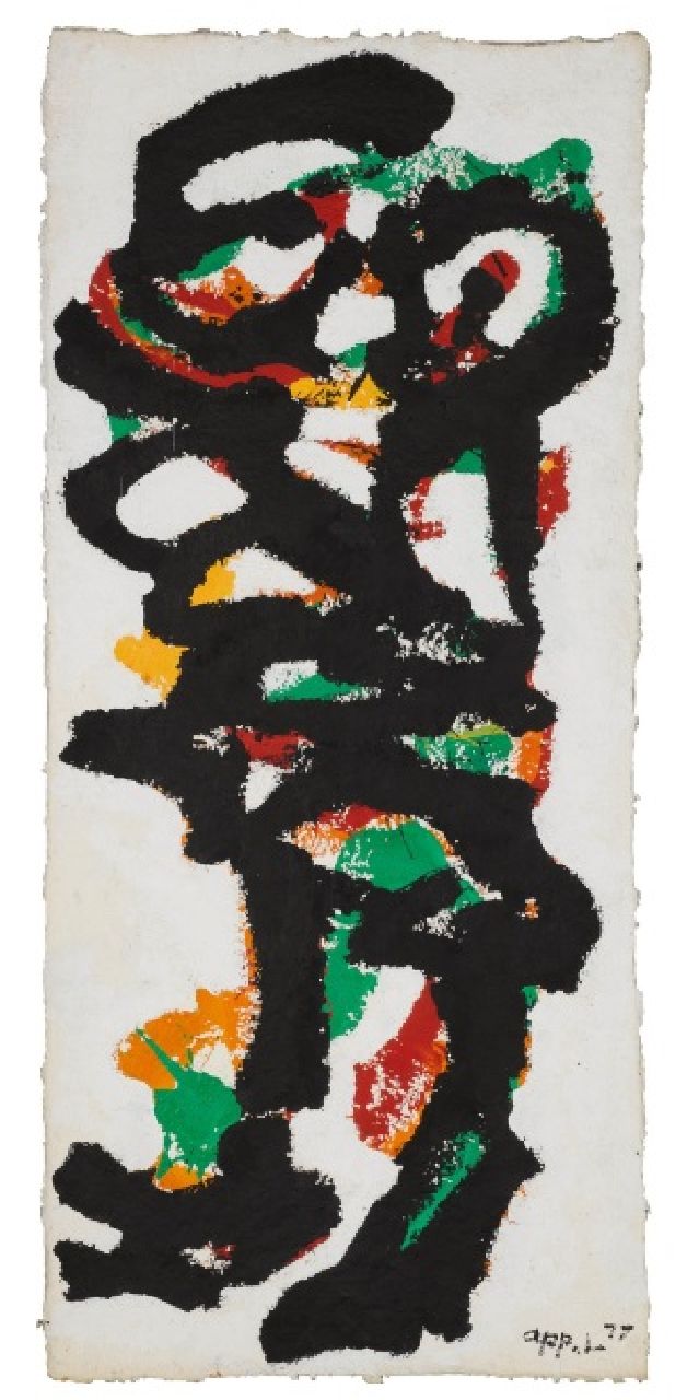 Appel C.K.  | Christiaan 'Karel' Appel | Schilderijen te koop aangeboden | Drac, acryl op papier 176,5 x 76,7 cm, gesigneerd rechtsonder en  '77