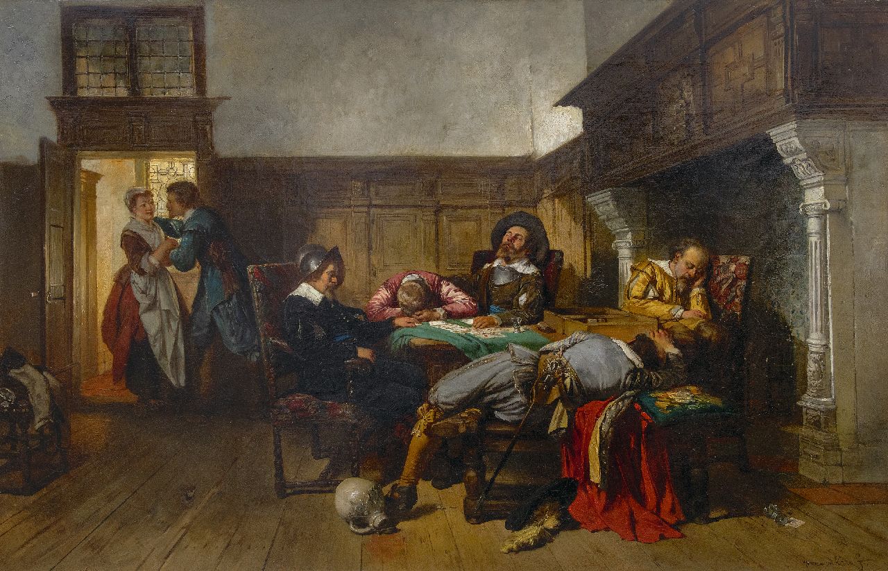 Kate H.F.C. ten | 'Herman' Frederik Carel ten Kate, De liefde is wakker als anderen slapen, olieverf op doek 76,2 x 115,4 cm, gesigneerd rechtsonder Kate H.F.C. ten | 'Herman' Frederik Carel ten Kate, De liefde is wakker als anderen slapen, olieverf op doek 76,2 x 115,4 cm, gesigneerd rechtsonder