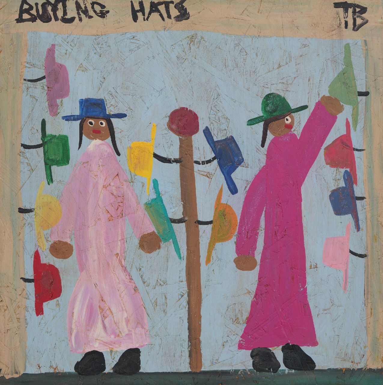 Brown T.  | Timothy 'Tim' Brown | Schilderijen te koop aangeboden | Hoeden kopen, olieverf op paneel 45,0 x 45,0 cm, gesigneerd rechtsboven met mon