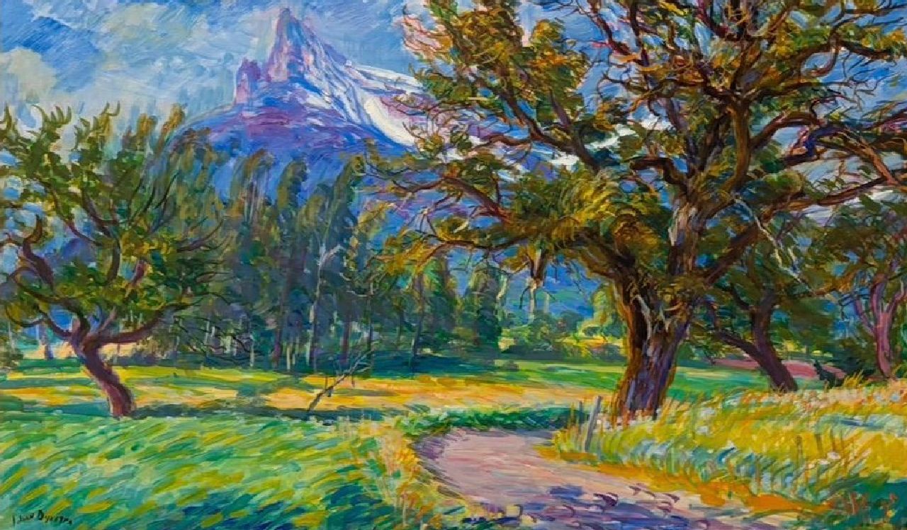 Dijkstra J.  | Johannes 'Johan' Dijkstra | Schilderijen te koop aangeboden | Zonnig berglandschap, olieverf op doek 60,0 x 100,0 cm, gesigneerd linksonder