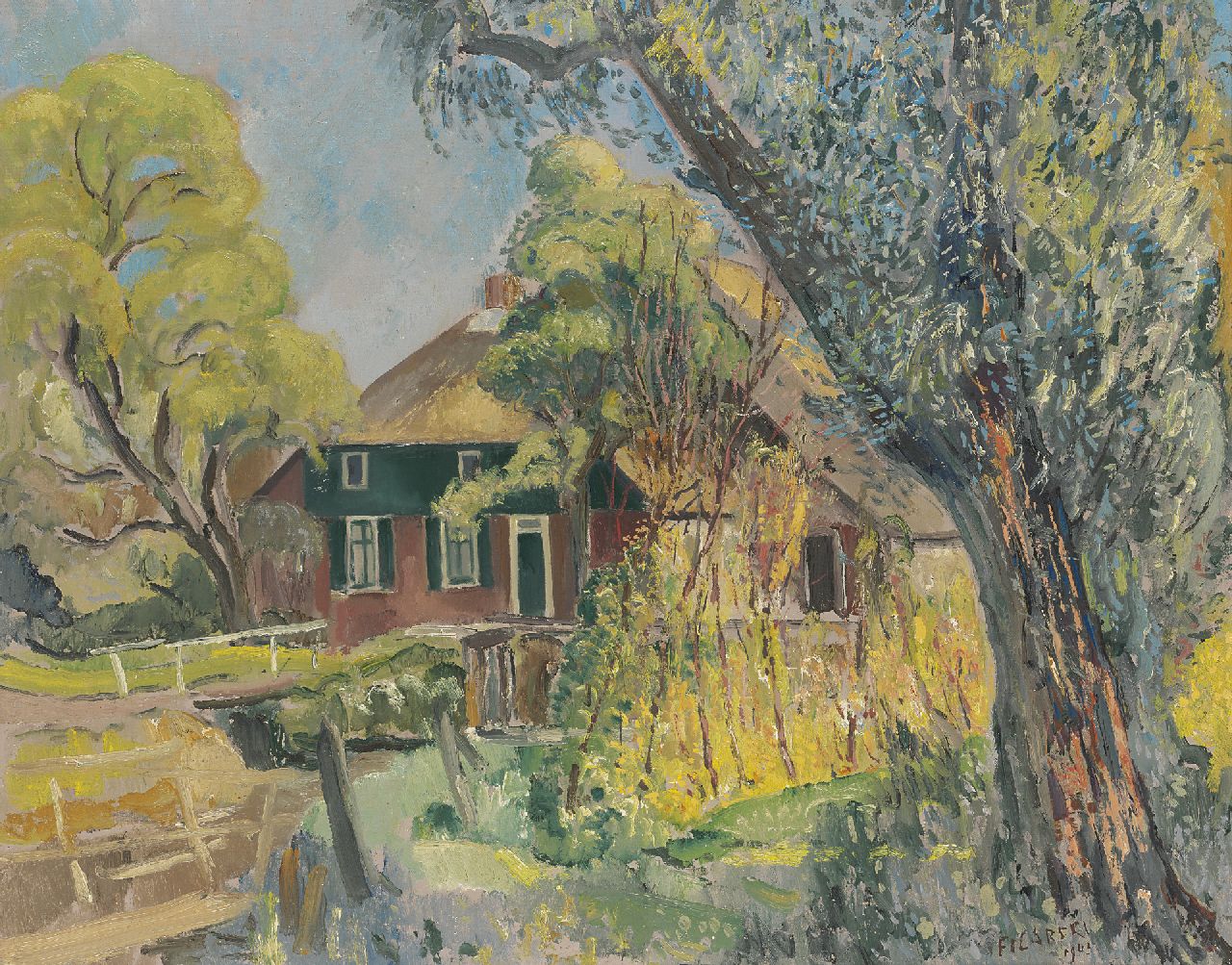 Filarski D.H.W. | 'Dirk' Herman Willem Filarski | Schilderijen te koop aangeboden | Boerderij Giethoorn, olieverf op doek 65,3 x 81,5 cm, gesigneerd rechtsonder en gedateerd 1943 Filarski D.H.W. | 'Dirk' Herman Willem Filarski | Schilderijen te koop aangeboden | Boerderij Giethoorn, olieverf op doek 65,3 x 81,5 cm, gesigneerd rechtsonder en gedateerd 1943