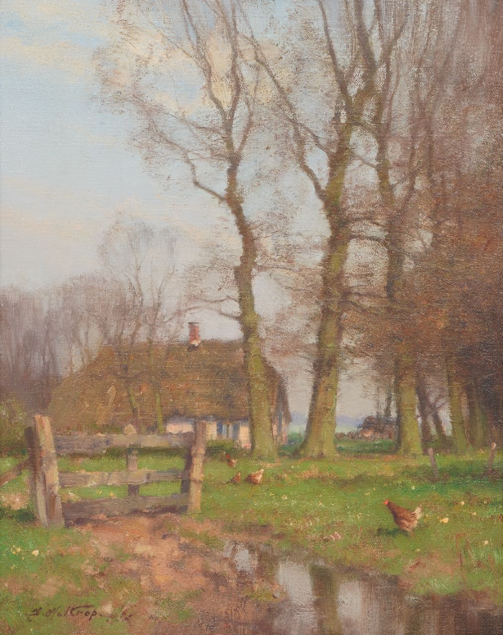 Holtrup J. | Jan Holtrup | Schilderijen te koop aangeboden | Kippen voor een boerderij, olieverf op doek 30,0 x 23,0 cm, gesigneerd linksonder Holtrup J. | Jan Holtrup | Schilderijen te koop aangeboden | Kippen voor een boerderij, olieverf op doek 30,0 x 23,0 cm, gesigneerd linksonder