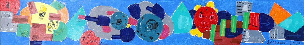 Haan J. de | Jurjen de Haan | Schilderijen te koop aangeboden | Nachtleven, olieverf op doek 29,0 x 200,0 cm, gesigneerd rechtsonder en gedateerd 28-08-2003