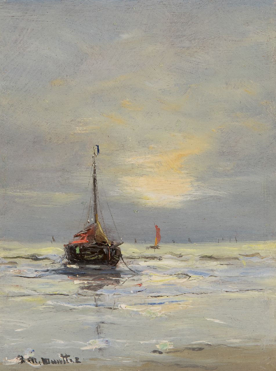 Munthe G.A.L.  | Gerhard Arij Ludwig 'Morgenstjerne' Munthe | Schilderijen te koop aangeboden | Avondstemming, olieverf op schildersboard 19,9 x 14,9 cm, gesigneerd linksonder