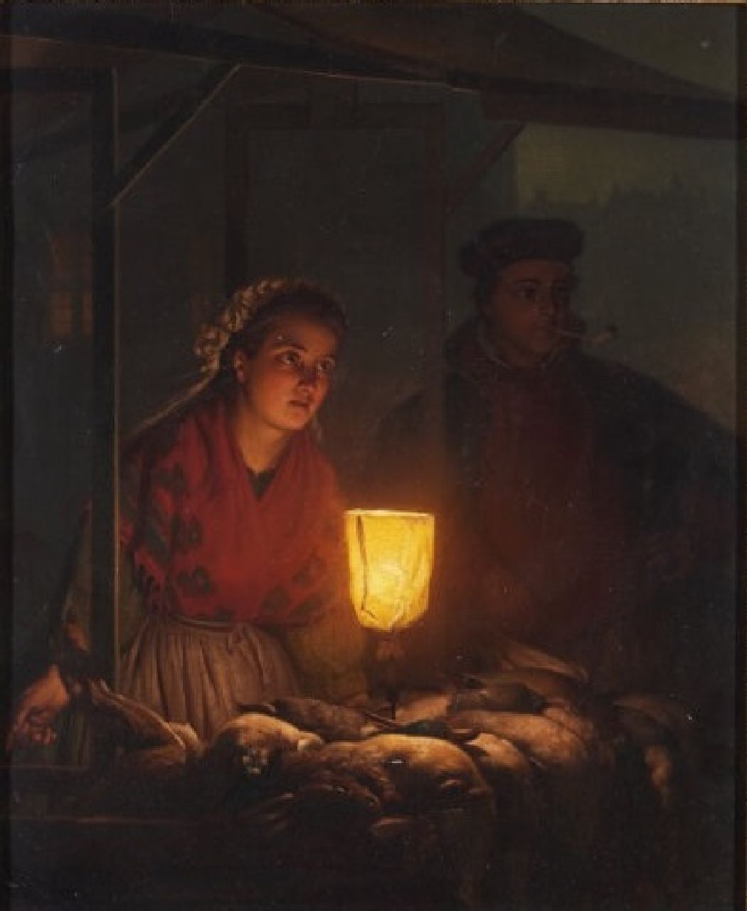 Schendel P. van | Petrus van Schendel | Schilderijen te koop aangeboden | Avondmarkt, olieverf op paneel 31,0 x 25,0 cm, gesigneerd rechtsonder en gedateerd 1865 Schendel P. van | Petrus van Schendel | Schilderijen te koop aangeboden | Avondmarkt, olieverf op paneel 31,0 x 25,0 cm, gesigneerd rechtsonder en gedateerd 1865