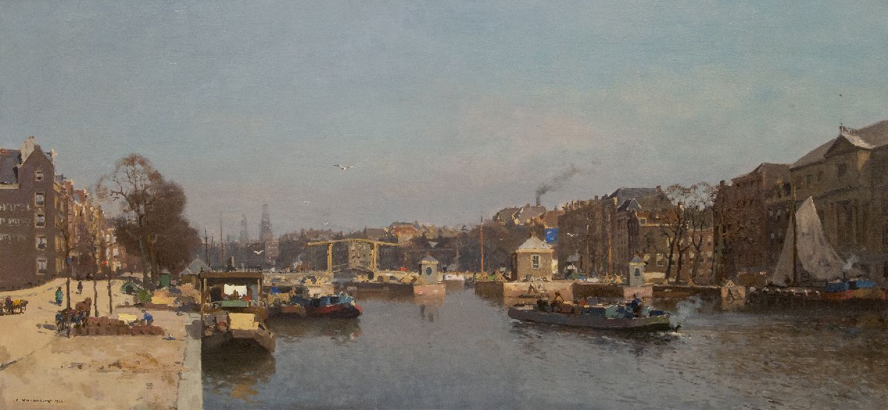 Vreedenburgh C.  | Cornelis Vreedenburgh | Schilderijen te koop aangeboden | Gezicht op de Amstel en de Magere Brug, Amsterdam, olieverf op doek 70,2 x 144,2 cm, gesigneerd linksonder en gedateerd 1924