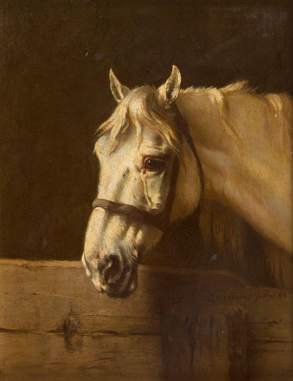 Verschuur jr. W.  | Wouter Verschuur jr. | Schilderijen te koop aangeboden | Hoofd van een schimmel, olieverf op paneel 26,0 x 20,0 cm, gesigneerd rechtsonder en gedateerd '64