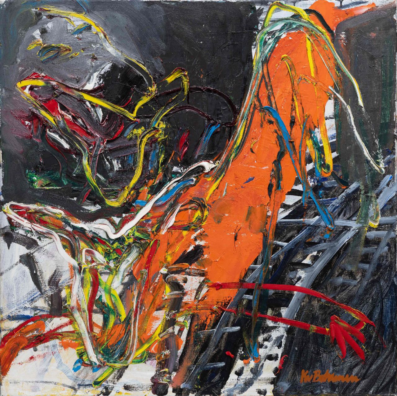 Bohemen C.B. van | Cornelis Bernardus 'Kees' van Bohemen | Schilderijen te koop aangeboden | Zonder titel, olieverf op doek 100,0 x 100,0 cm, gesigneerd rechtsonder