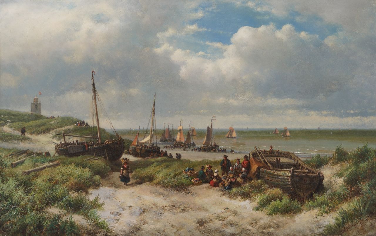 Kleijn L.J. | Lodewijk Johannes Kleijn | Schilderijen te koop aangeboden | Strandgezicht met schepen, olieverf op paneel 53,0 x 83,5 cm Kleijn L.J. | Lodewijk Johannes Kleijn | Schilderijen te koop aangeboden | Strandgezicht met schepen, olieverf op paneel 53,0 x 83,5 cm