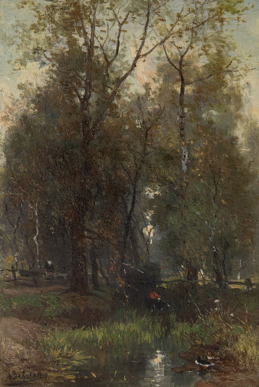 Johannes Warnardus Bilders | Bosvennetje, olieverf op paneel, 33,7 x 23,0 cm, gesigneerd l.o.