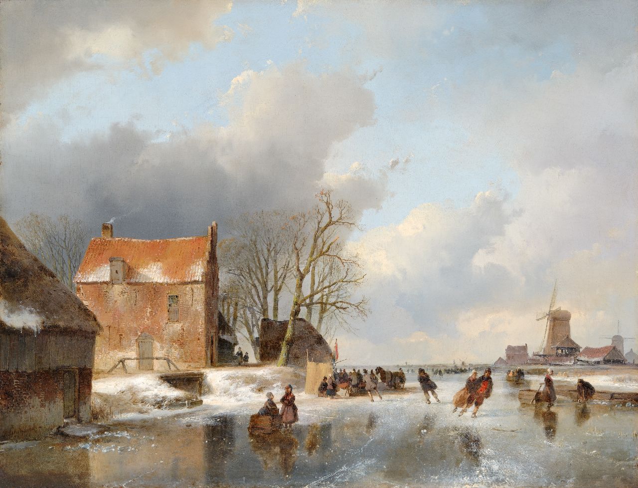 Schelfhout A. | Andreas Schelfhout | Schilderijen te koop aangeboden | Een bevroren rivier met schaatsers en een koek-en-zopietent, olieverf op paneel 40,6 x 52,6 cm, gesigneerd rlinksonder en gedateerd '41 Schelfhout A. | Andreas Schelfhout | Schilderijen te koop aangeboden | Een bevroren rivier met schaatsers en een koek-en-zopietent, olieverf op paneel 40,6 x 52,6 cm, gesigneerd rlinksonder en gedateerd '41