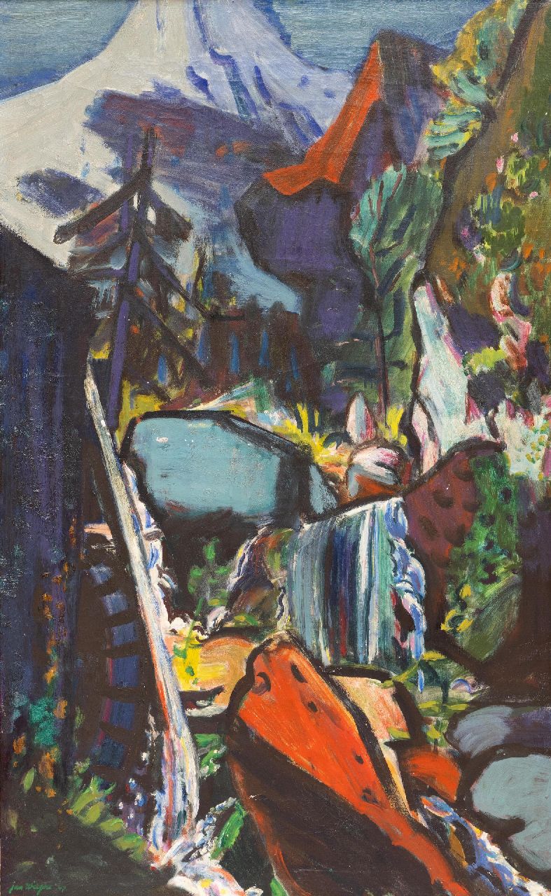 Wiegers J. | Jan Wiegers | Schilderijen te koop aangeboden | Waterval bij Golino (Ticino), olieverf op doek 107,0 x 66,0 cm, gesigneerd linksonder en gedateerd '47 Wiegers J. | Jan Wiegers | Schilderijen te koop aangeboden | Waterval bij Golino (Ticino), olieverf op doek 107,0 x 66,0 cm, gesigneerd linksonder en gedateerd '47
