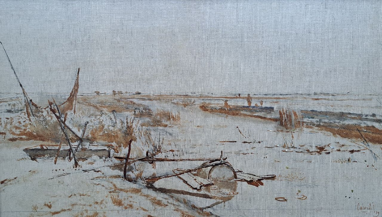 Gabriel P.J.C.  | Paul Joseph Constantin 'Constan(t)' Gabriel | Schilderijen te koop aangeboden | Polderlandschap, olieverf op paneel 40,0 x 60,0 cm, gesigneerd rechtsonder