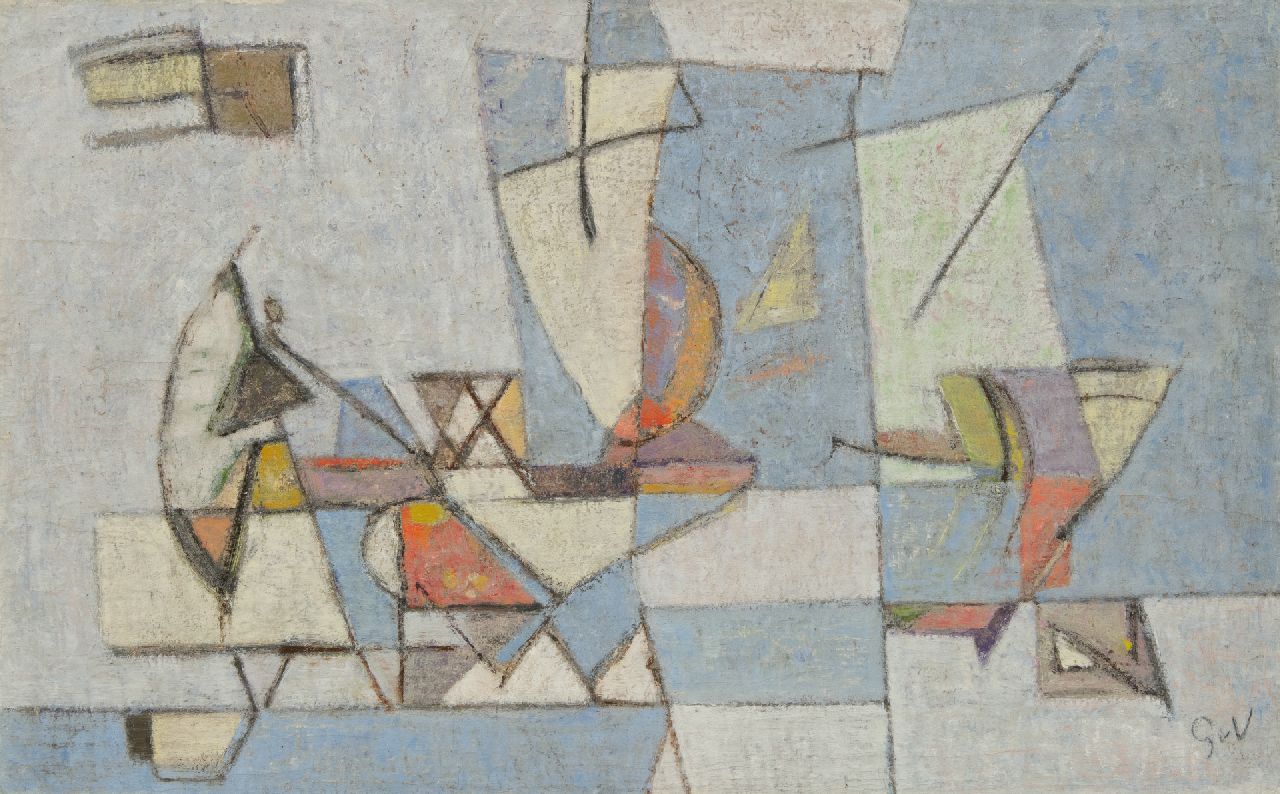 Velde G. van | Gerardus 'Geer' van Velde, Compositie, olieverf op doek 38,0 x 60,6 cm, gesigneerd rechtsonder met initialen en te dateren ca. 1944-1947 Velde G. van | Gerardus 'Geer' van Velde, Compositie, olieverf op doek 38,0 x 60,6 cm, gesigneerd rechtsonder met initialen en te dateren ca. 1944-1947