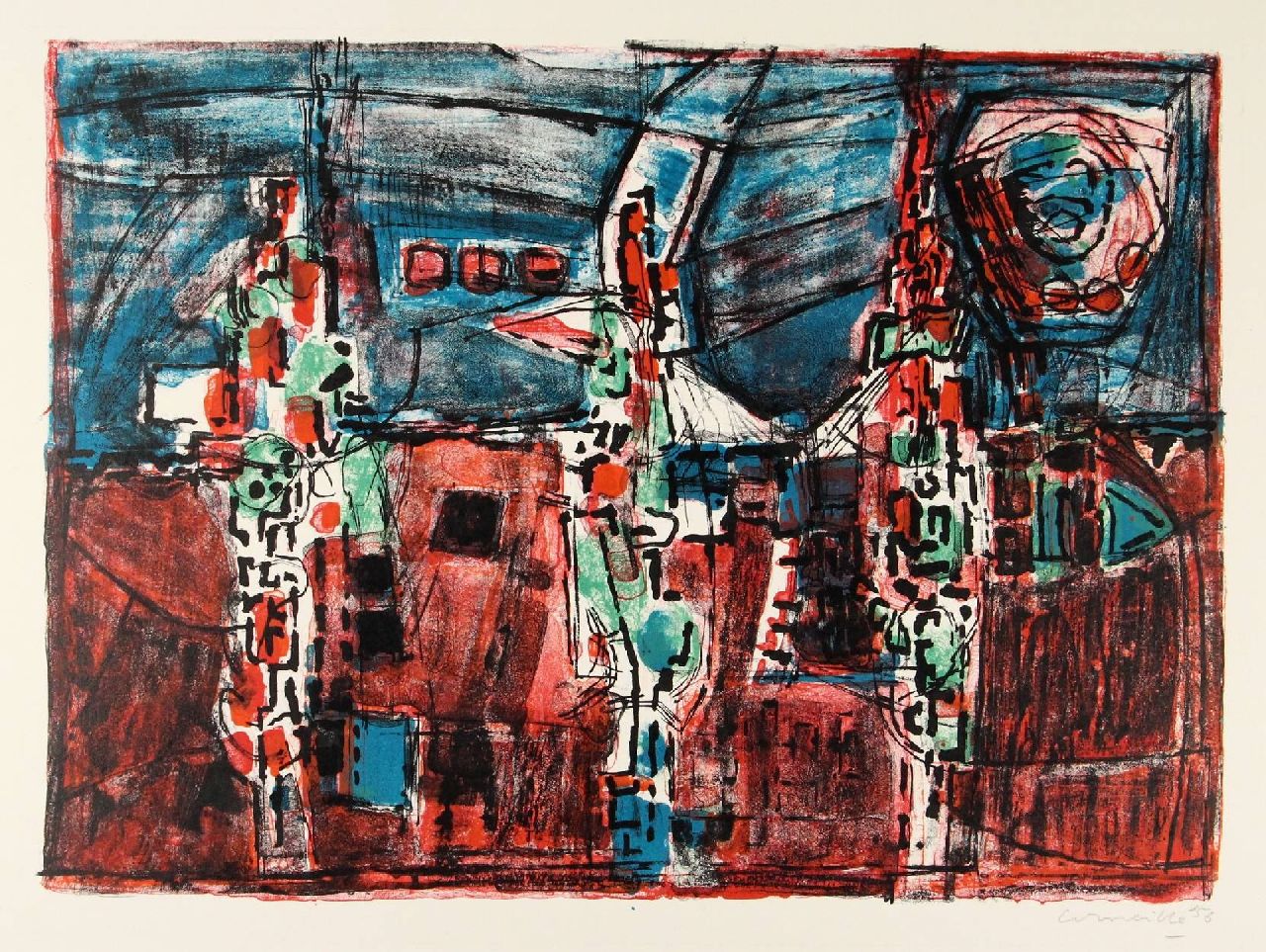 Corneille ('Corneille' Guillaume Beverloo) | Corneille ('Corneille' Guillaume Beverloo) | Grafiek te koop aangeboden | Nuit d'été, litho 32,0 x 44,0 cm, gesigneerd rechtsonder en gedateerd '56 Corneille ('Corneille' Guillaume Beverloo) | Corneille ('Corneille' Guillaume Beverloo) | Grafiek te koop aangeboden | Nuit d'été, litho 32,0 x 44,0 cm, gesigneerd rechtsonder en gedateerd '56