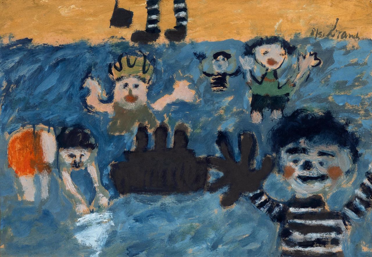 Brands E.A.M. | Eugenius Antonius Maria 'Eugène' Brands | Aquarellen en tekeningen te koop aangeboden | Spelende kinderen, gouache op papier 34,7 x 49,8 cm, gesigneerd rechtsboven en gedateerd 8/51 Brands E.A.M. | Eugenius Antonius Maria 'Eugène' Brands | Aquarellen en tekeningen te koop aangeboden | Spelende kinderen, gouache op papier 34,7 x 49,8 cm, gesigneerd rechtsboven en gedateerd 8/51