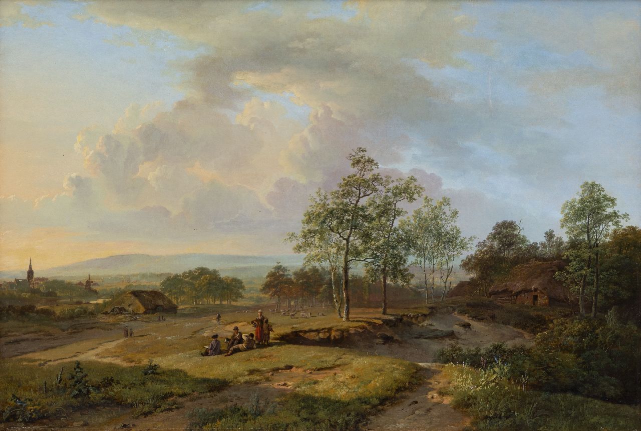 Koekkoek B.C. | Barend Cornelis Koekkoek | Schilderijen te koop aangeboden | Panoramisch landschap nabij Beek met schetsende kunstenaar op de voorgrond, olieverf op doek 50,0 x 73,0 cm, gesigneerd linksonder en te dateren. 1826-1828 Koekkoek B.C. | Barend Cornelis Koekkoek | Schilderijen te koop aangeboden | Panoramisch landschap nabij Beek met schetsende kunstenaar op de voorgrond, olieverf op doek 50,0 x 73,0 cm, gesigneerd linksonder en te dateren. 1826-1828