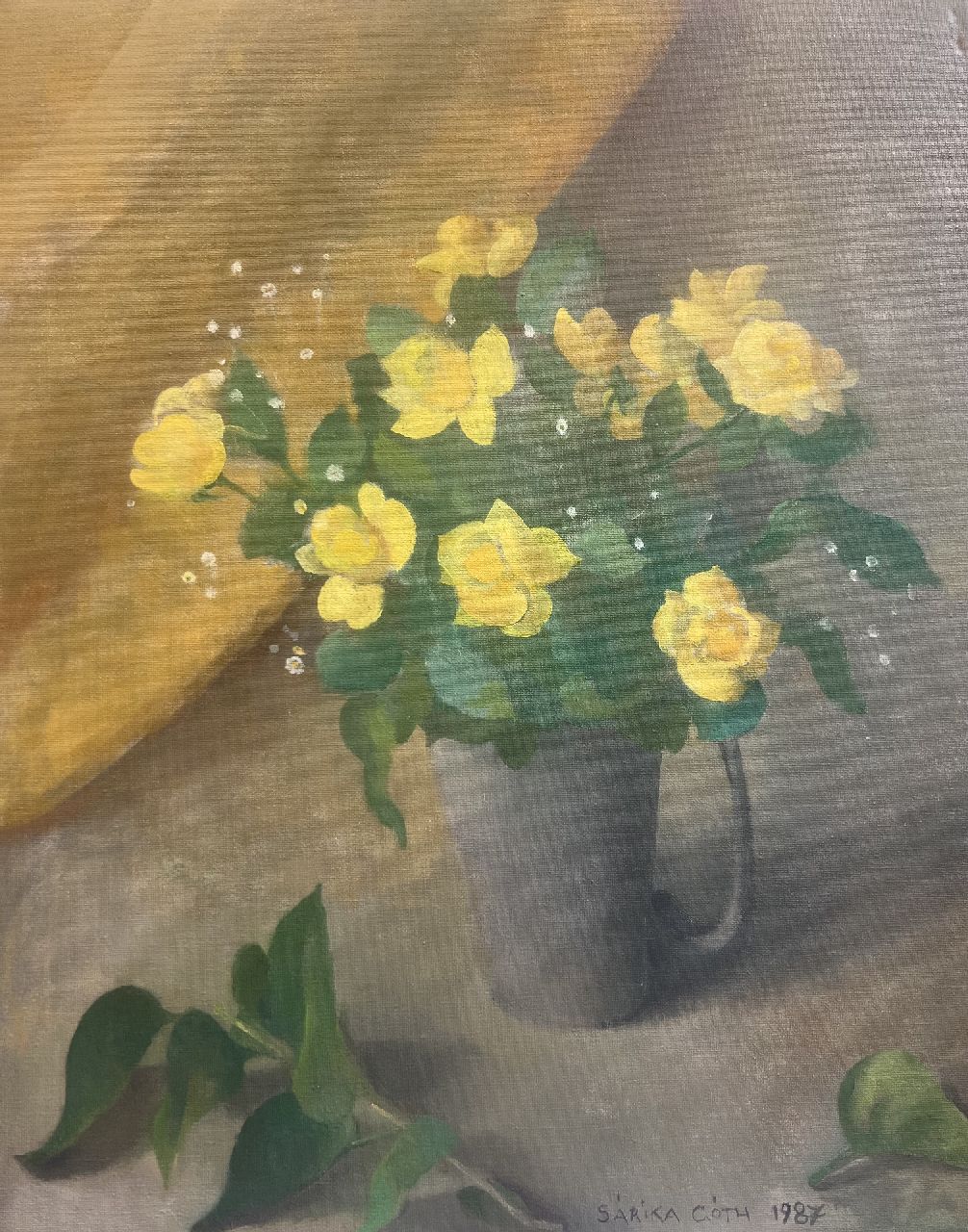 Góth C. | Charlotte 'Sarika' Góth | Schilderijen te koop aangeboden | Vaas met gele rozen, olieverf op doek 50,0 x 40,0 cm, gesigneerd rechtsonder en gedateerd 1987 Góth C. | Charlotte 'Sarika' Góth | Schilderijen te koop aangeboden | Vaas met gele rozen, olieverf op doek 50,0 x 40,0 cm, gesigneerd rechtsonder en gedateerd 1987