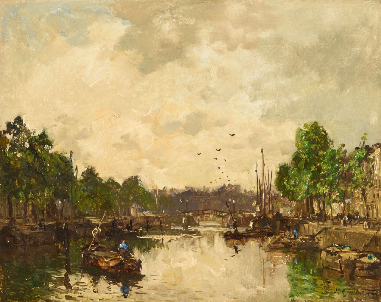 Mastenbroek J.H. van | Johan Hendrik van Mastenbroek | Schilderijen te koop aangeboden | Riviergezicht, olieverf op doek 28,5 x 35,9 cm, gesigneerd rechtsonder en gedateerd 1913 Mastenbroek J.H. van | Johan Hendrik van Mastenbroek | Schilderijen te koop aangeboden | Riviergezicht, olieverf op doek 28,5 x 35,9 cm, gesigneerd rechtsonder en gedateerd 1913