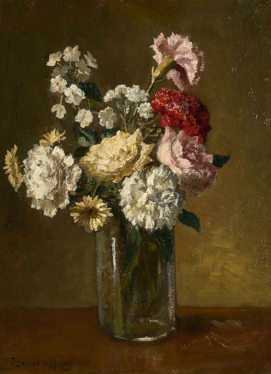 Hoog J.B. de | Johan 'Bernard' de Hoog | Schilderijen te koop aangeboden | Vaas met bloemen, olieverf op doek 40,5 x 30,5 cm, gesigneerd linksonder