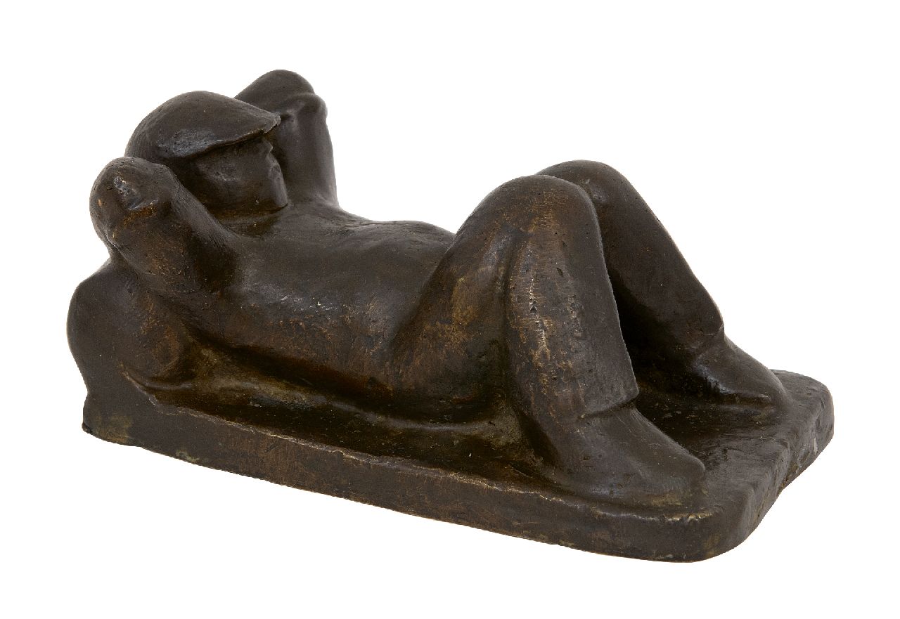 Wenckebach L.O.  | Ludwig Oswald 'Oswald' Wenckebach | Beelden en objecten te koop aangeboden | Meneer Jacques - Jacques met vakantie, brons 6,5 x 15,0 cm, te dateren 1958, gegoten in 1964