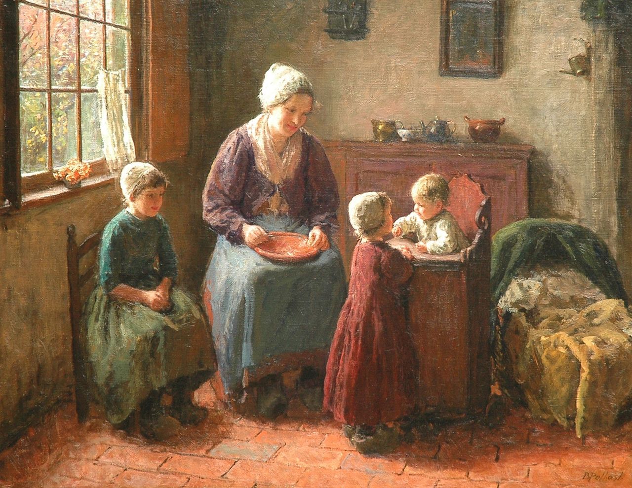 Pothast B.J.C. | 'Bernard' Jean Corneille Pothast | Schilderijen te koop aangeboden | Het jongste zusje, olieverf op doek 72,1 x 92,3 cm, gesigneerd rechtsonder Pothast B.J.C. | 'Bernard' Jean Corneille Pothast | Schilderijen te koop aangeboden | Het jongste zusje, olieverf op doek 72,1 x 92,3 cm, gesigneerd rechtsonder