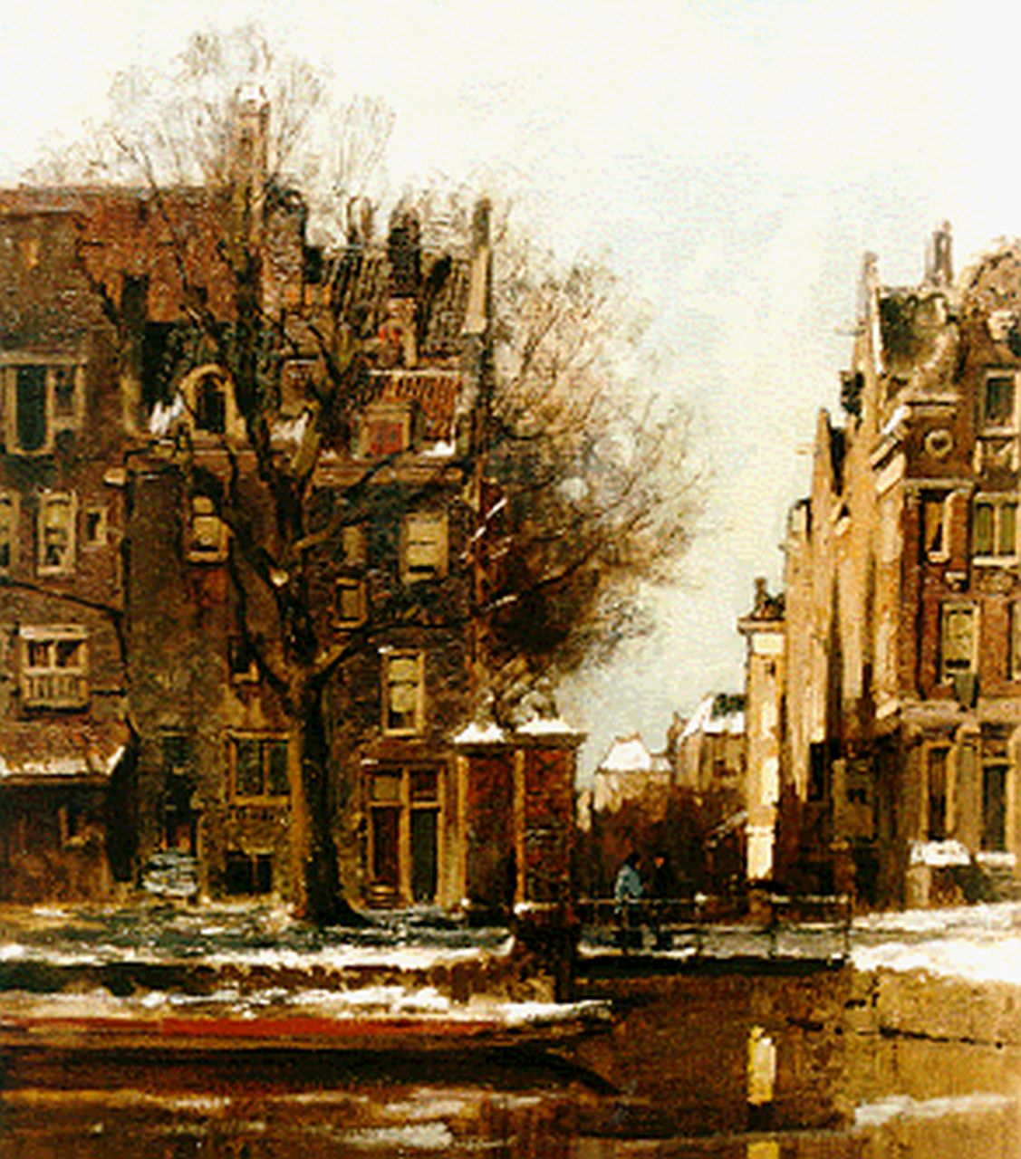 Klinkenberg J.C.K.  | Johannes Christiaan Karel Klinkenberg, Winters gezicht op Amsterdamse gracht, olieverf op doek 47,0 x 39,0 cm, gesigneerd rechtsonder