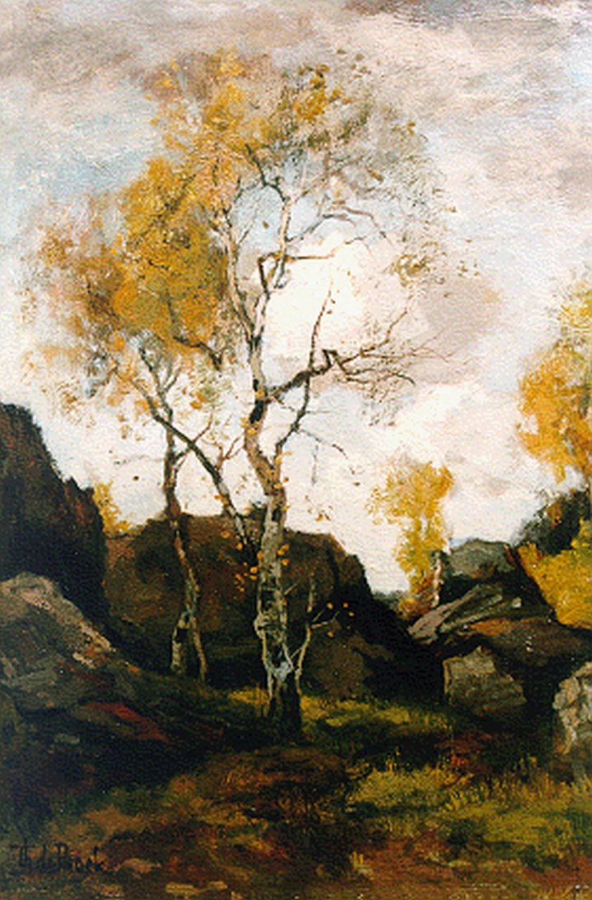 Bock T.E.A. de | Théophile Emile Achille de Bock, Vroege herfst in Barbizon, olieverf op paneel 41,5 x 30,5 cm, gesigneerd linksonder