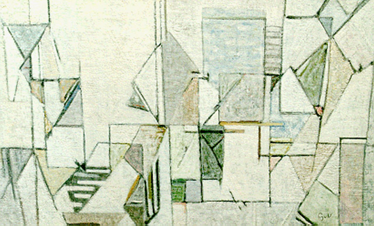 Velde G. van | Gerardus 'Geer' van Velde, Compositie, olieverf op doek 38,2 x 61,0 cm, gesigneerd rechtsonder initialen en te dateren 1947-1950