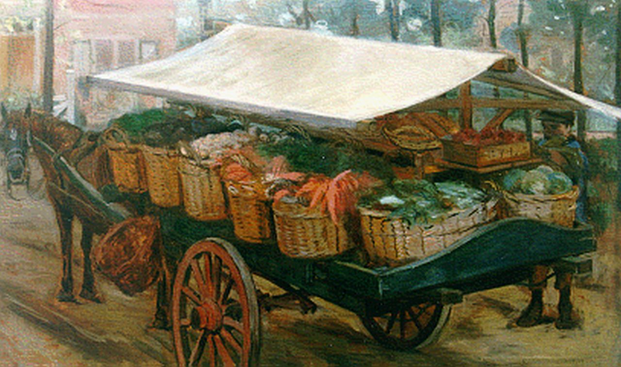 Brender à Brandis G.A.  | Geraldo Abraham Brender à Brandis, Bij de groentenkar, olieverf op doek 80,4 x 135,5 cm, gesigneerd rechtsonder