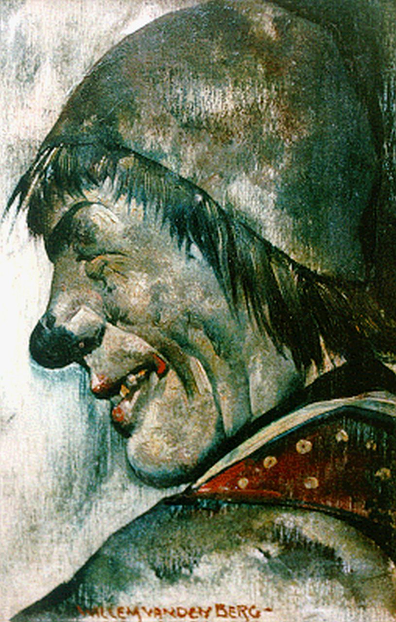 Berg W.H. van den | 'Willem' Hendrik van den Berg, Clown, olieverf op paneel 18,3 x 12,2 cm, gesigneerd middenonder