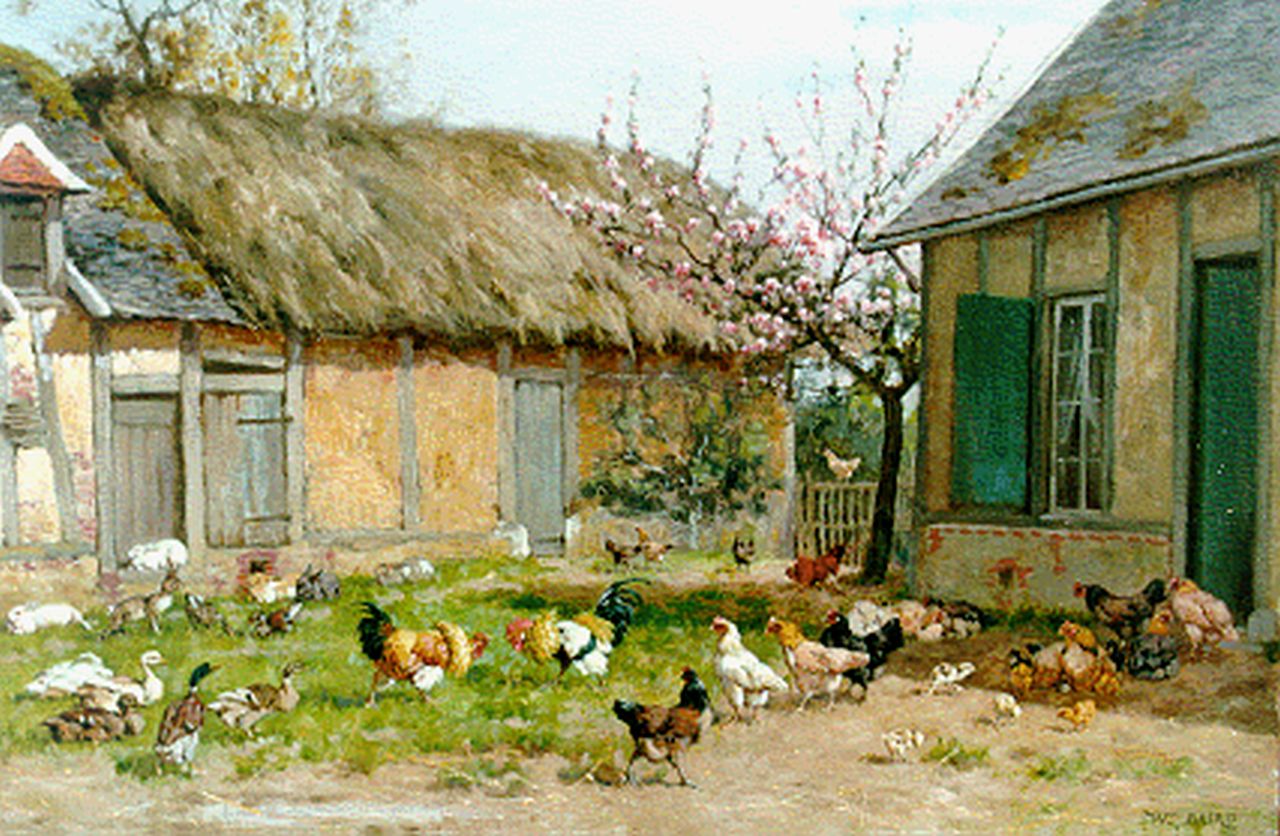 Baird W.B.  | William Baptiste Baird, Hanengevecht op boerenerf, olieverf op doek 33,3 x 46,1 cm, gesigneerd rechtsonder