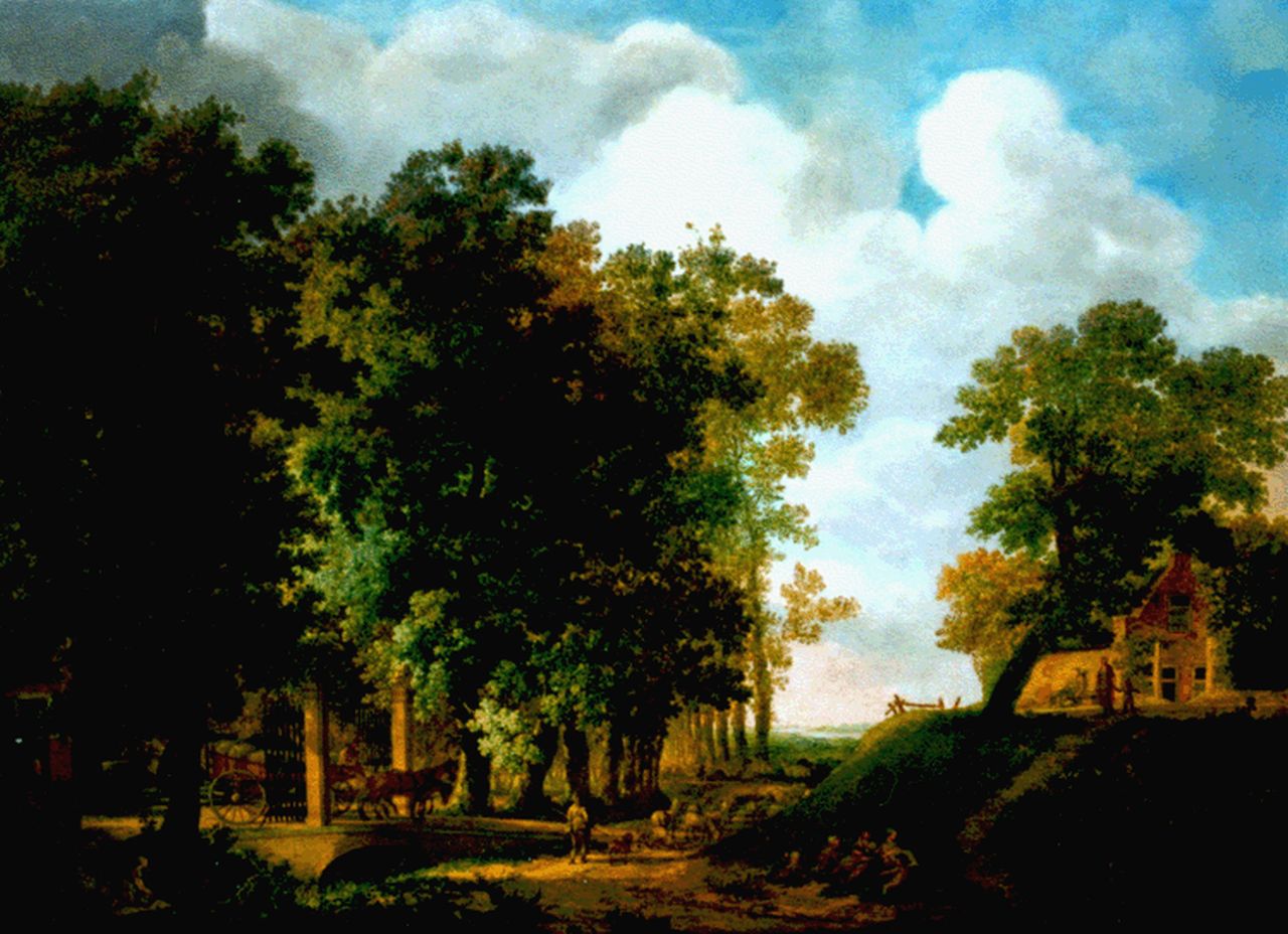 Kuipers C.  | Cornelis Kuipers, Een zomerse dag in het bos, olieverf op paneel 49,0 x 67,5 cm, gesigneerd rechtsonder en gedateerd 1788