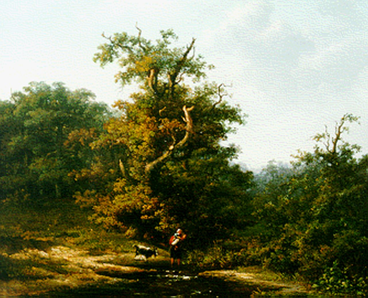 Vogel C.J. de | Cornelis Johannes de Vogel, Doorwaadbare plaats in een bosbeek, olieverf op paneel 42,8 x 53,8 cm, gesigneerd linksonder
