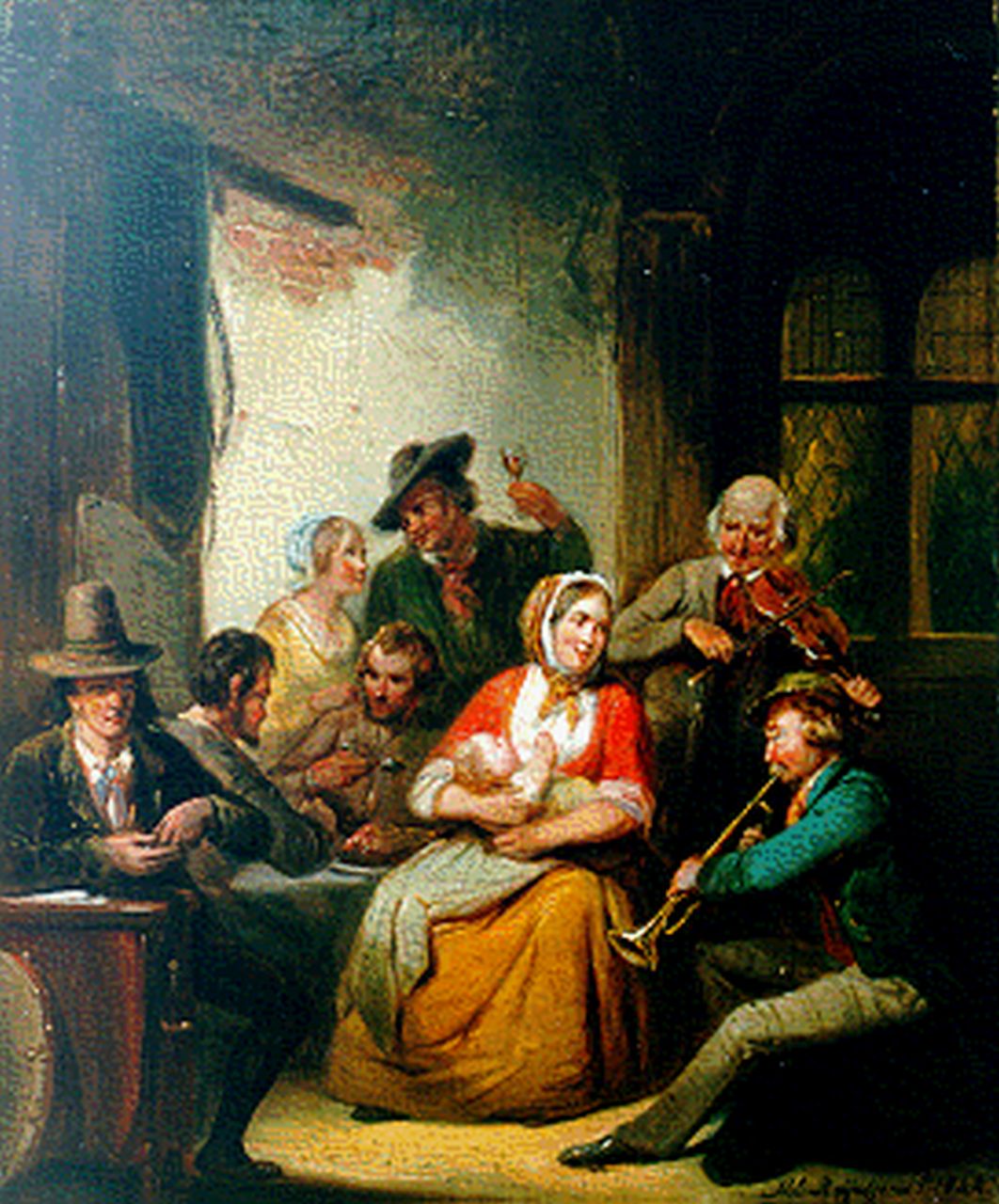 Reijntjens H.E.  | Henricus Engelbertus Reijntjens, De muzikanten, olieverf op doek 40,6 x 30,6 cm, gesigneerd rechtsonder en gedateerd 1844