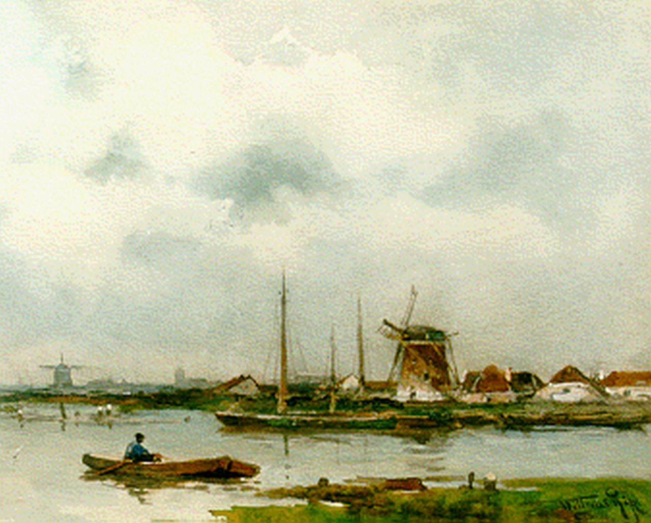 Rip W.C.  | 'Willem' Cornelis Rip, Polderlandschap, aquarel op papier 23,1 x 33,1 cm, gesigneerd rechtsonder