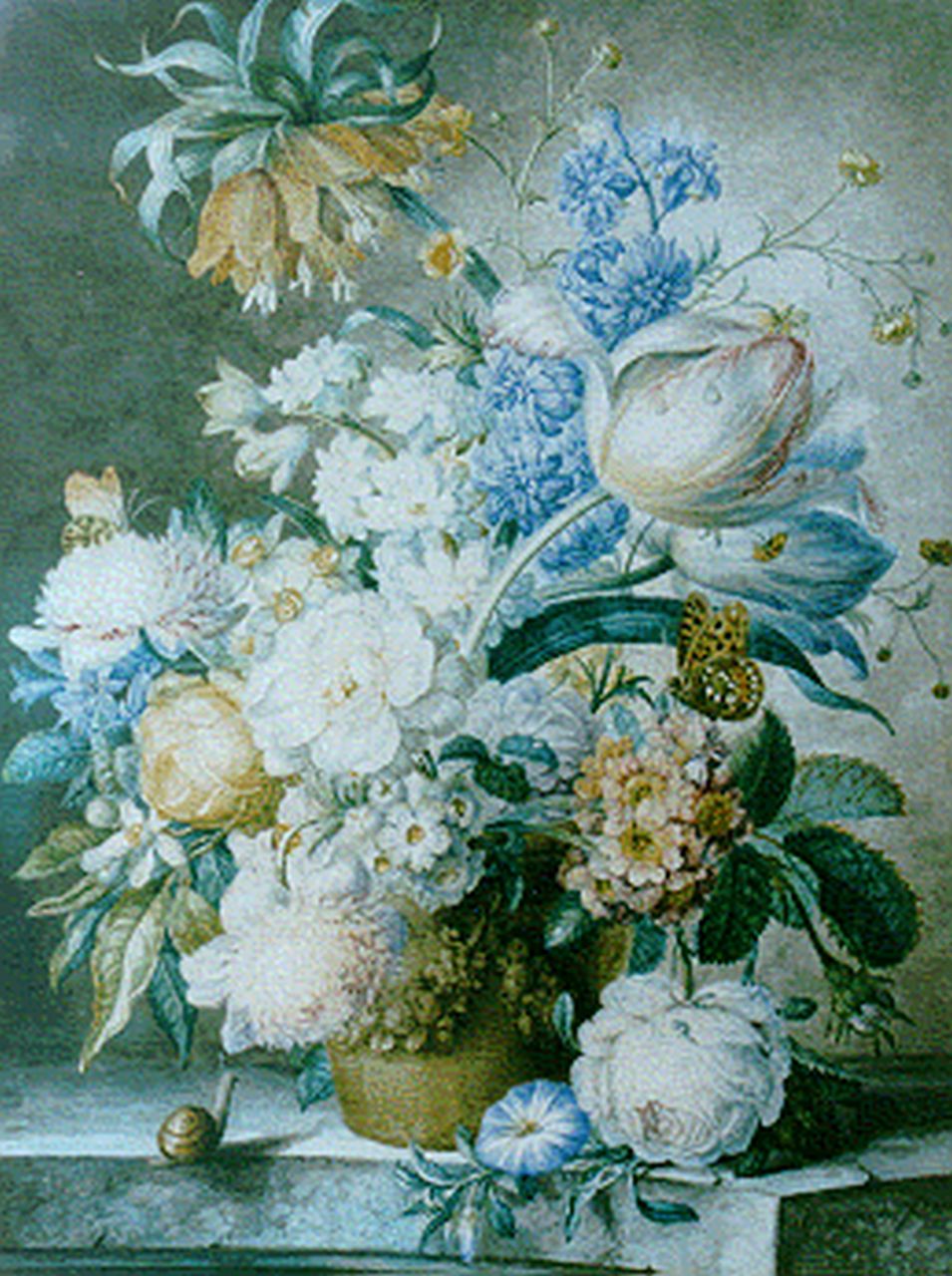 Oswald Wijnen | Bloemstilleven met keizerskroon, aquarel op papier, 30,3 x 23,0 cm, gesigneerd r.o. en gedateerd 1777