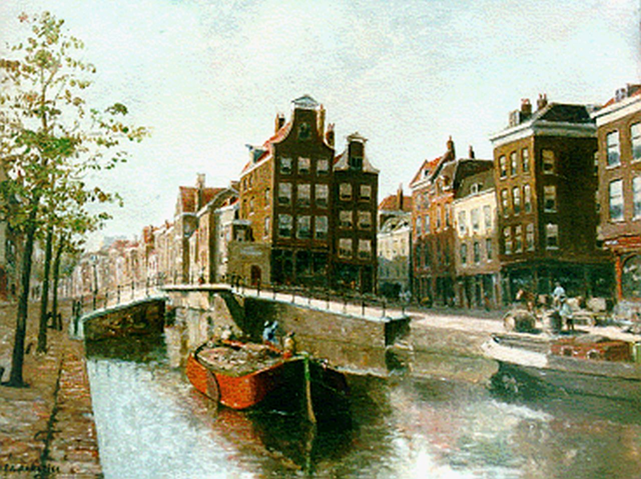 Paradies H.C.A.  | Herman Cornelis Adolf Paradies, Schuiten in het Haagse Veer, Rotterdam, olieverf op paneel 23,9 x 32,2 cm, gesigneerd linksonder