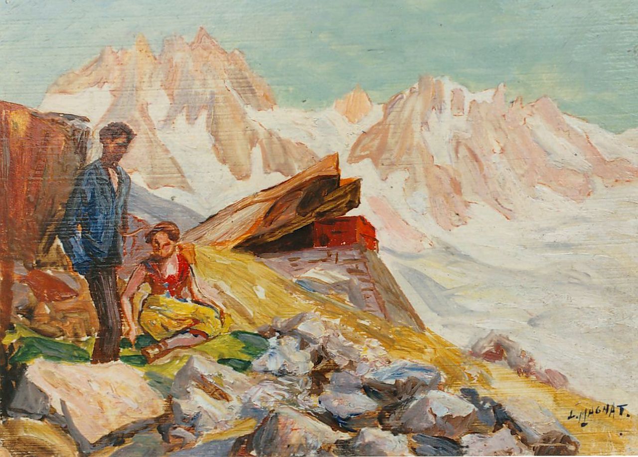 Magnat L.H.  | Louis Henri Magnat, Vrijage op een bergtop, olieverf op paneel 16,0 x 22,1 cm, gesigneerd rechtsonder