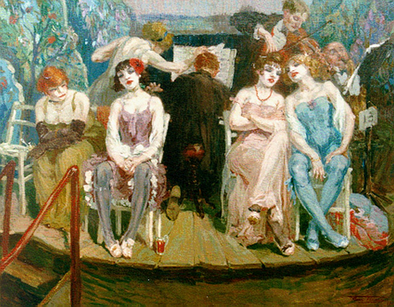 Thomas H.J.  | Henri Joseph Thomas, De tingeltangel, olieverf op doek 82,5 x 107,2 cm, gesigneerd rechtsonder en gedateerd 1911