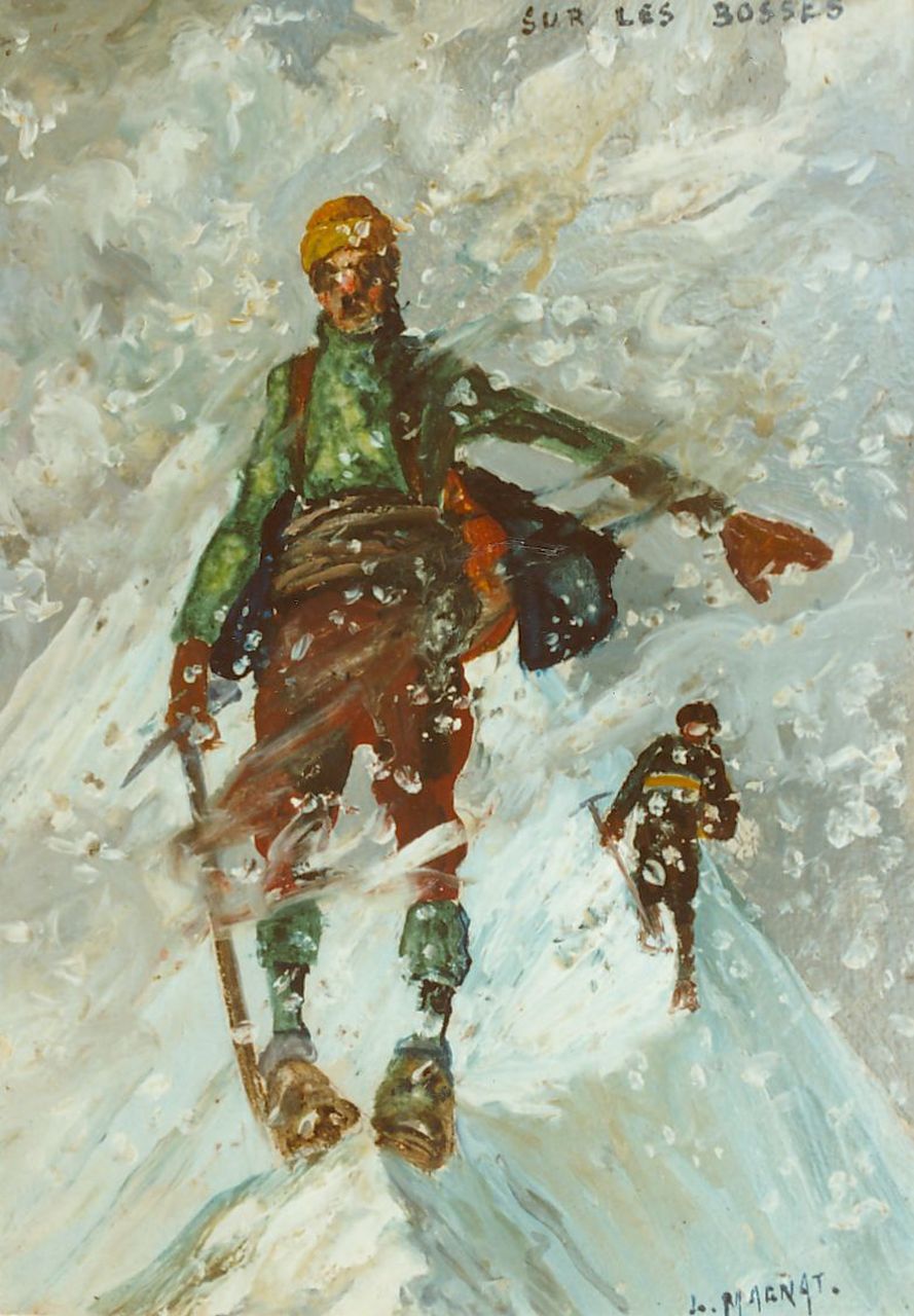 Magnat L.H.  | Louis Henri Magnat, Sur les bosses (langs het ravijn), olieverf op paneel 22,5 x 16,4 cm, gesigneerd rechtsonder