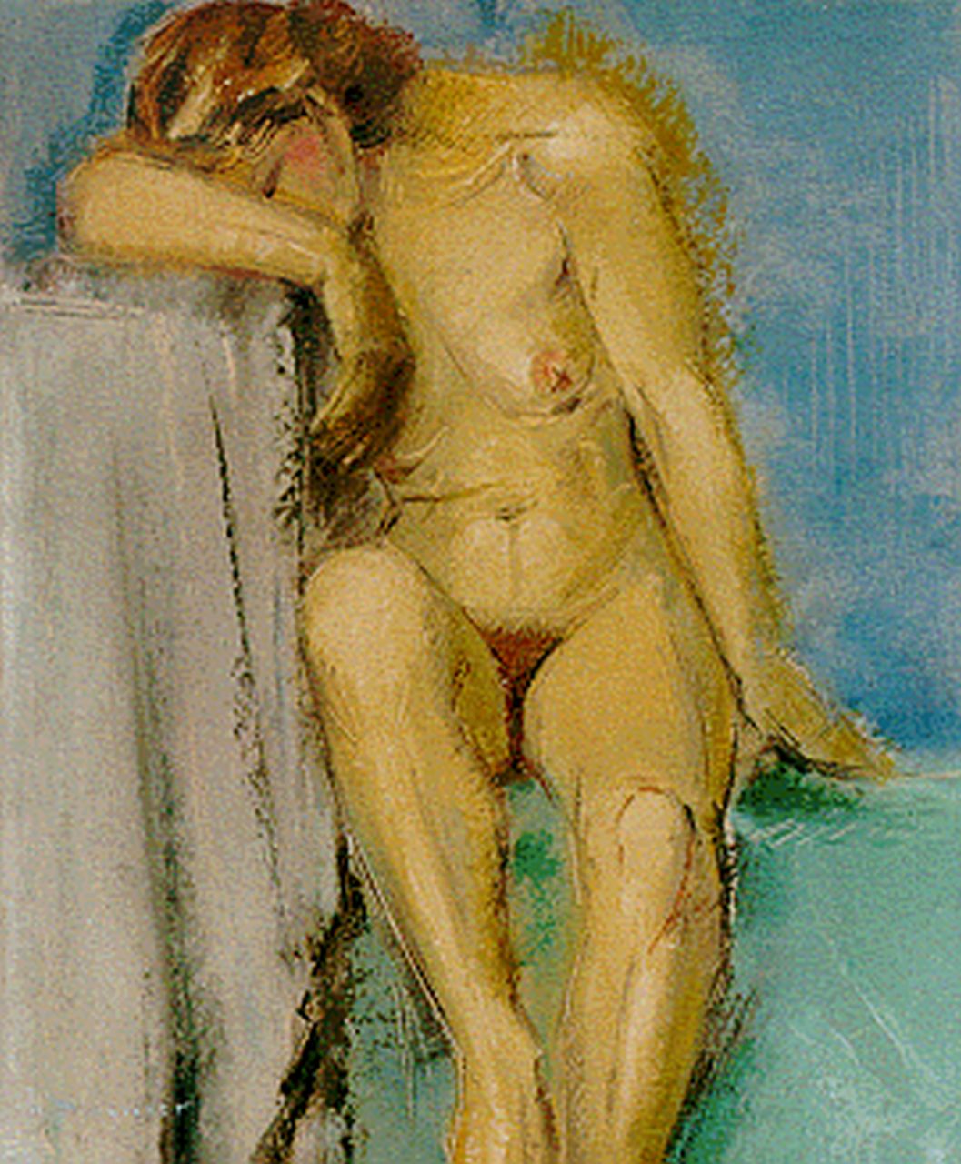 Henri Pinguenet | Zittend naakt, olieverf op paneel, 47,1 x 38,8 cm, gesigneerd l.o.