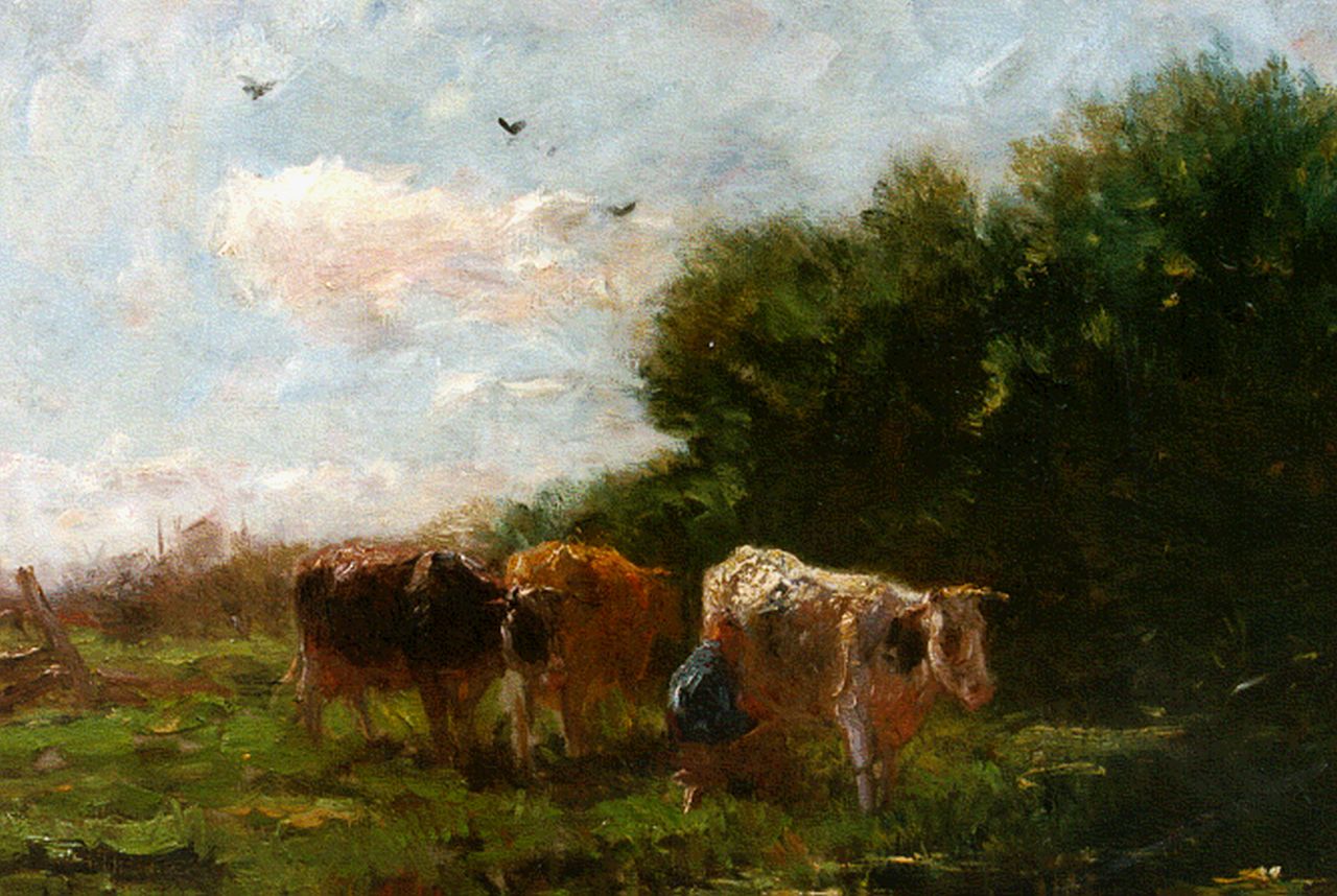 Maris W.  | Willem Maris, Koeien in de weide, olieverf op doek 43,2 x 53,0 cm, gesigneerd linksonder